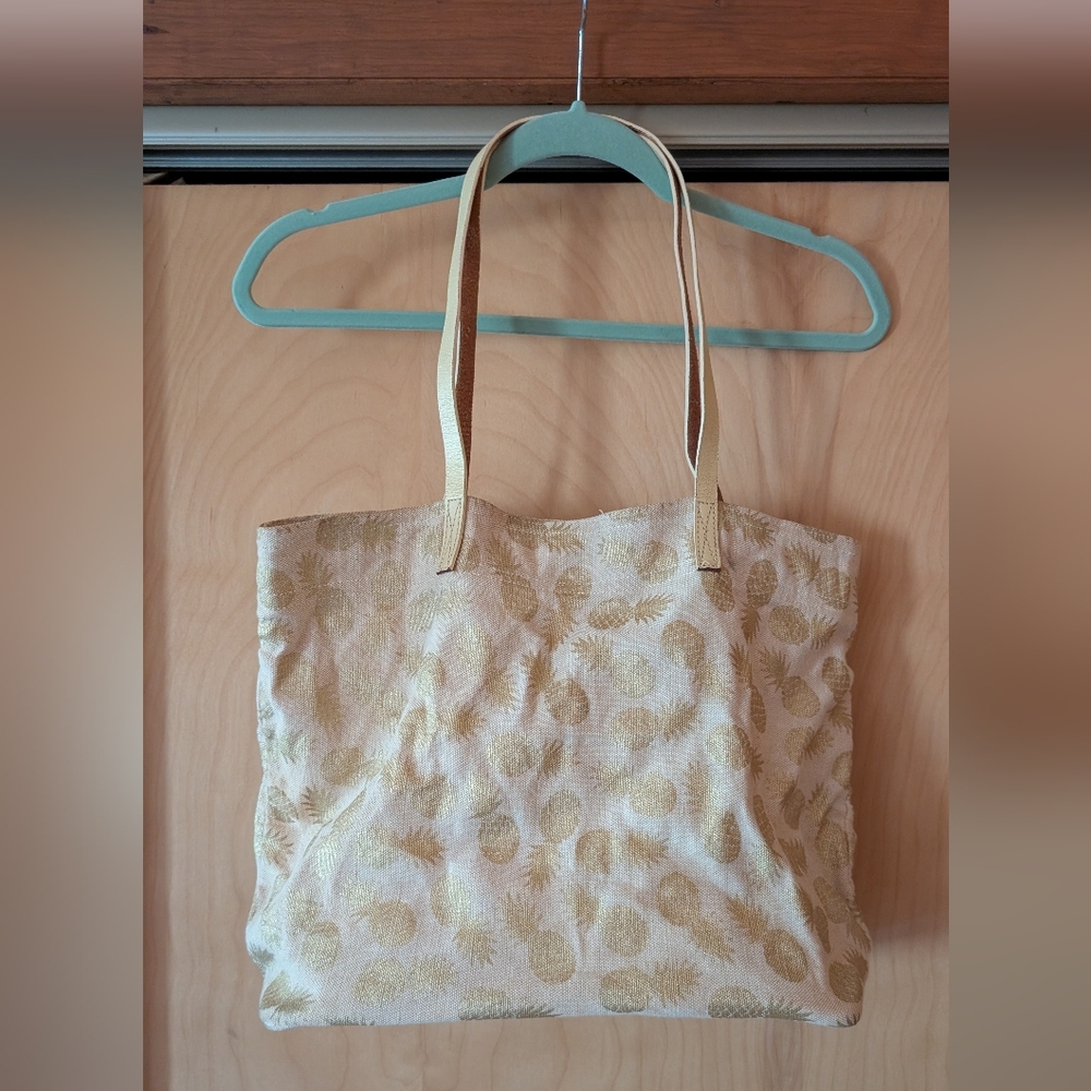 Gold Pineapple Beach Bag